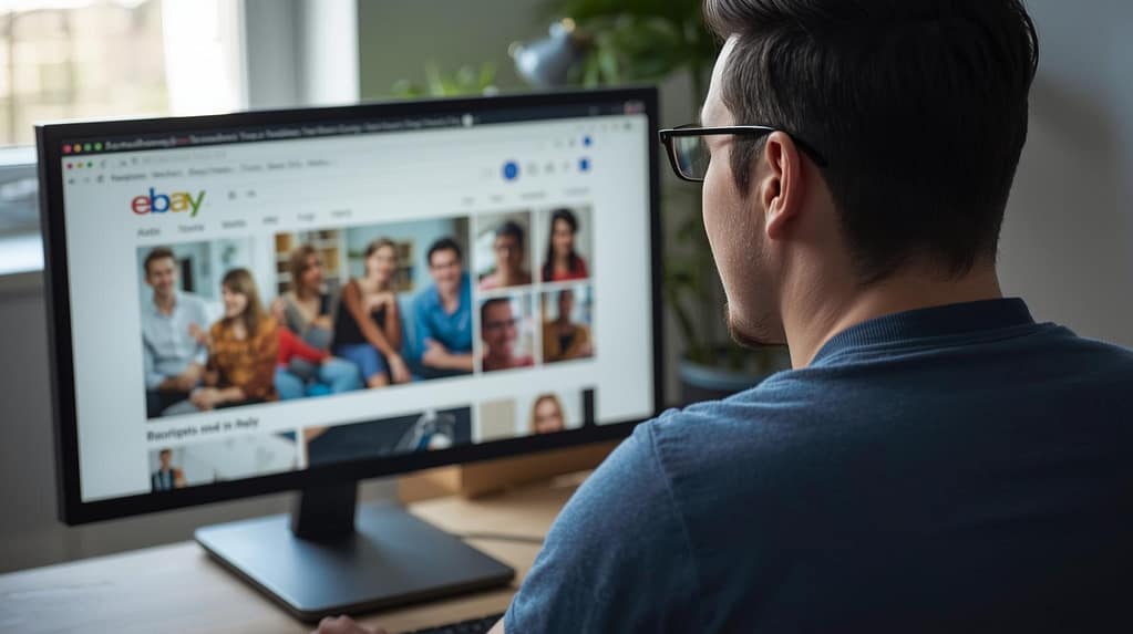 How to Sell on Amazon and eBay in 2026 – Your Easy Path to eCommerce Success 2 ebay opened on pc in front of a guy